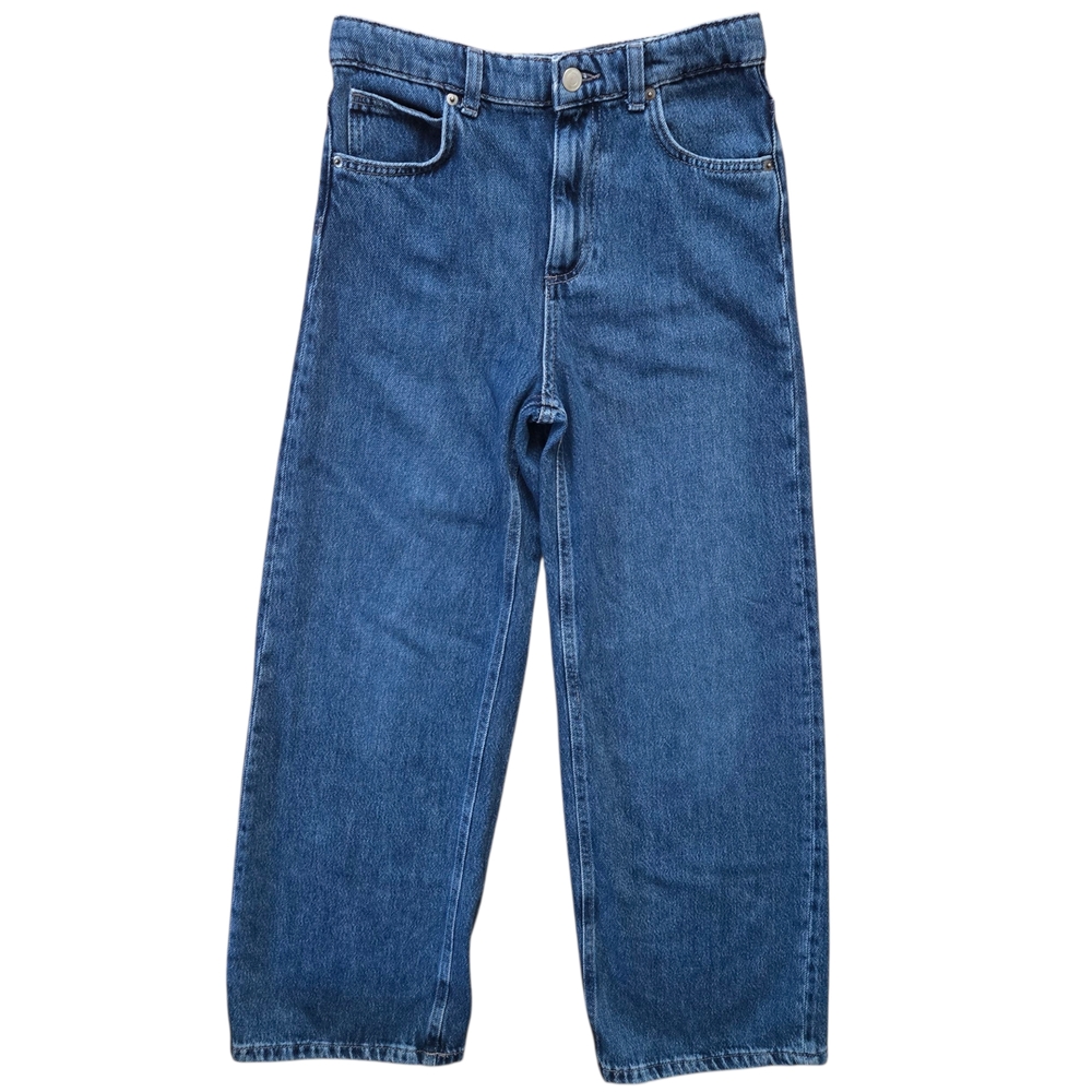 Zara Relaxed Fit Jeans Youth Girls Size 13-14 Blue Denim Medium Wash Zip Up